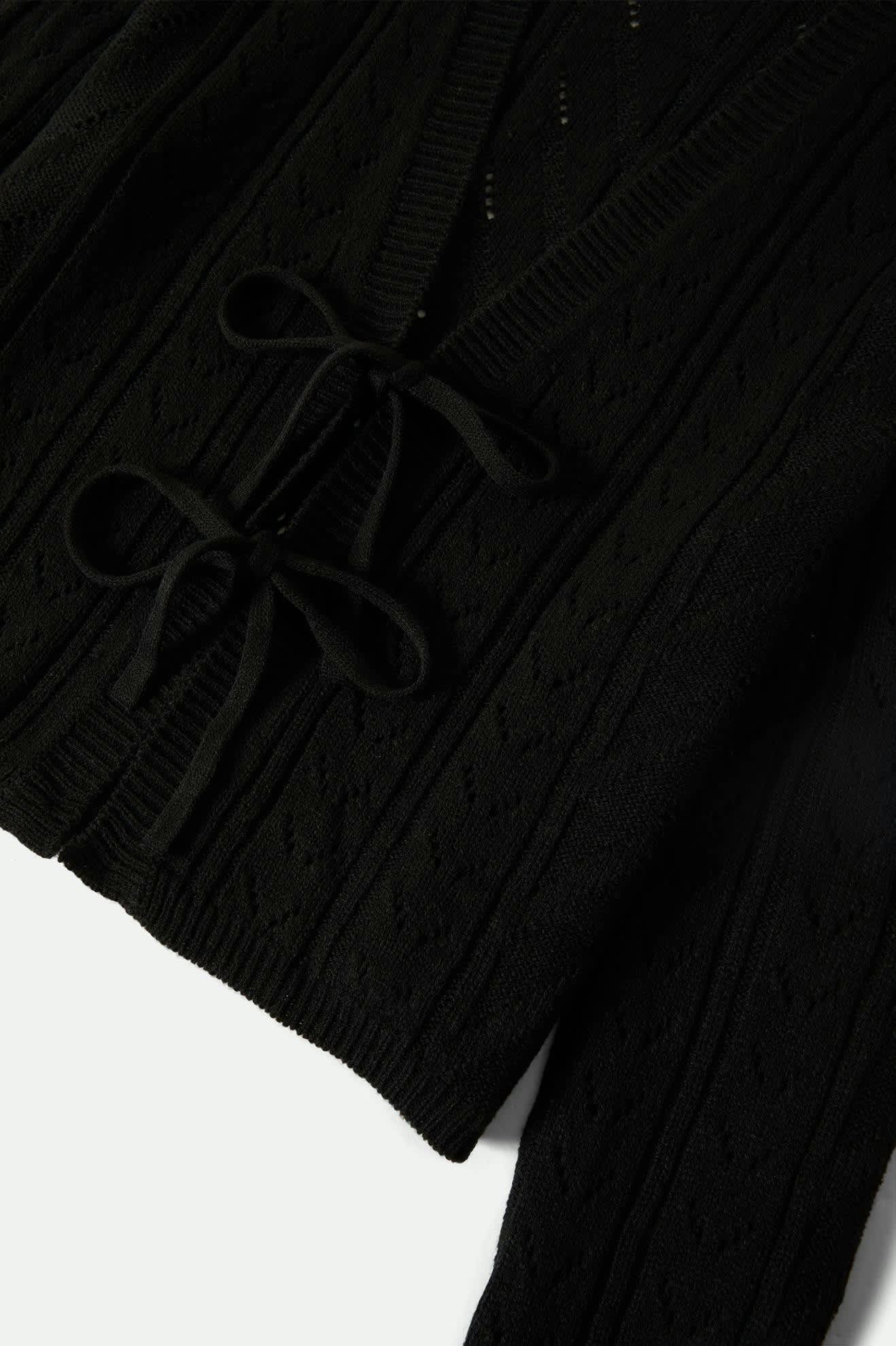 brixton Cropped Pointelle Tie Cardigan