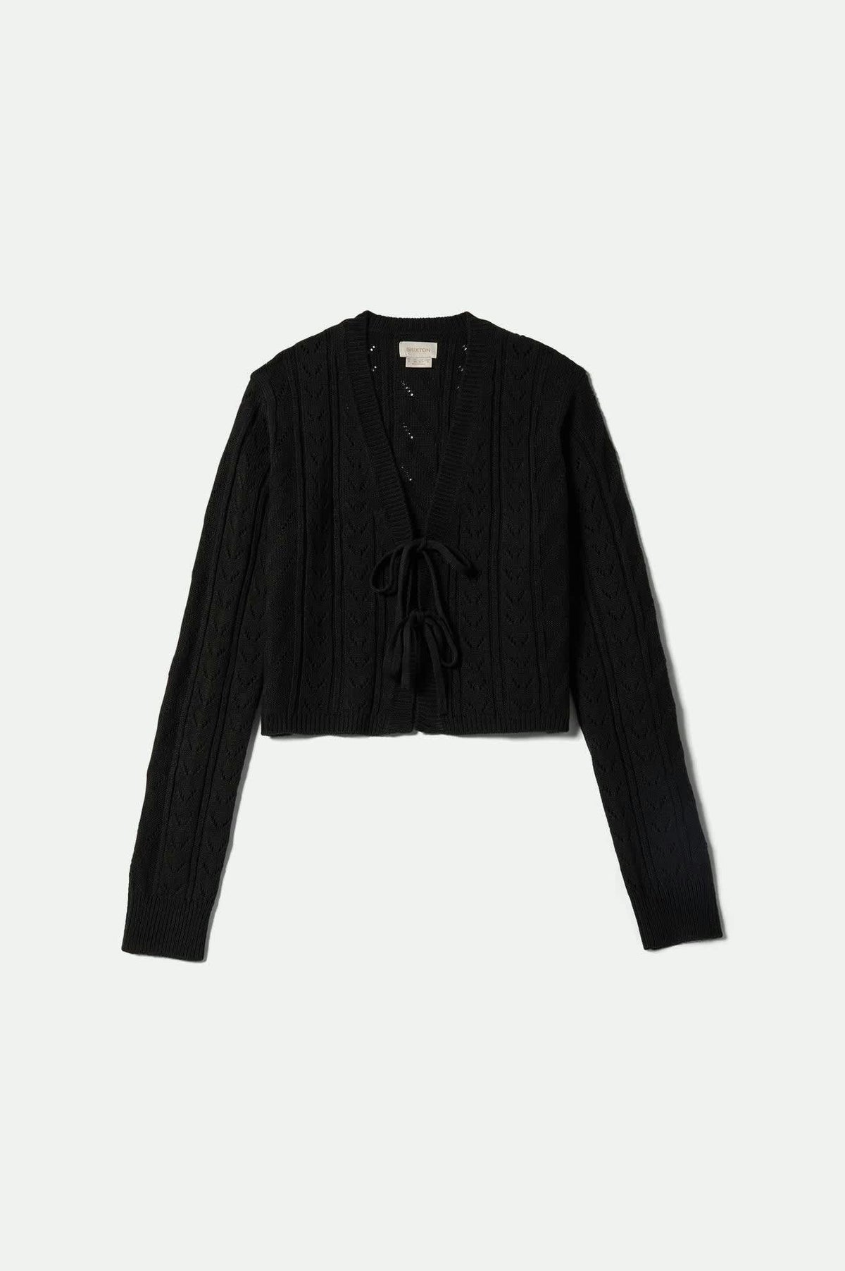 brixton Cropped Pointelle Tie Cardigan