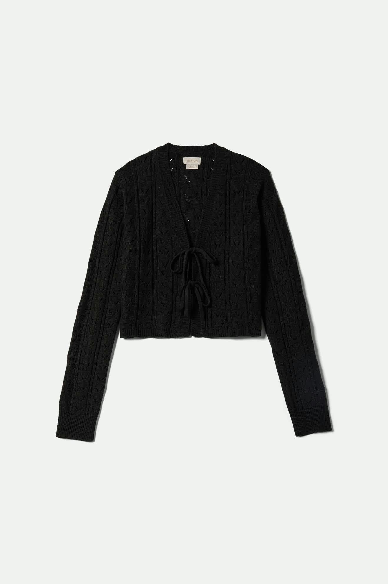 brixton Cropped Pointelle Tie Cardigan