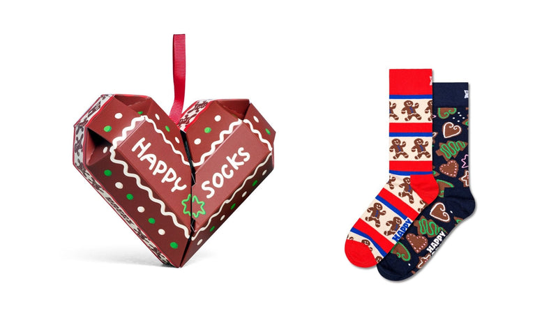 happy socks calze 2 Pack Gingerbread Heart Socks Gift Set