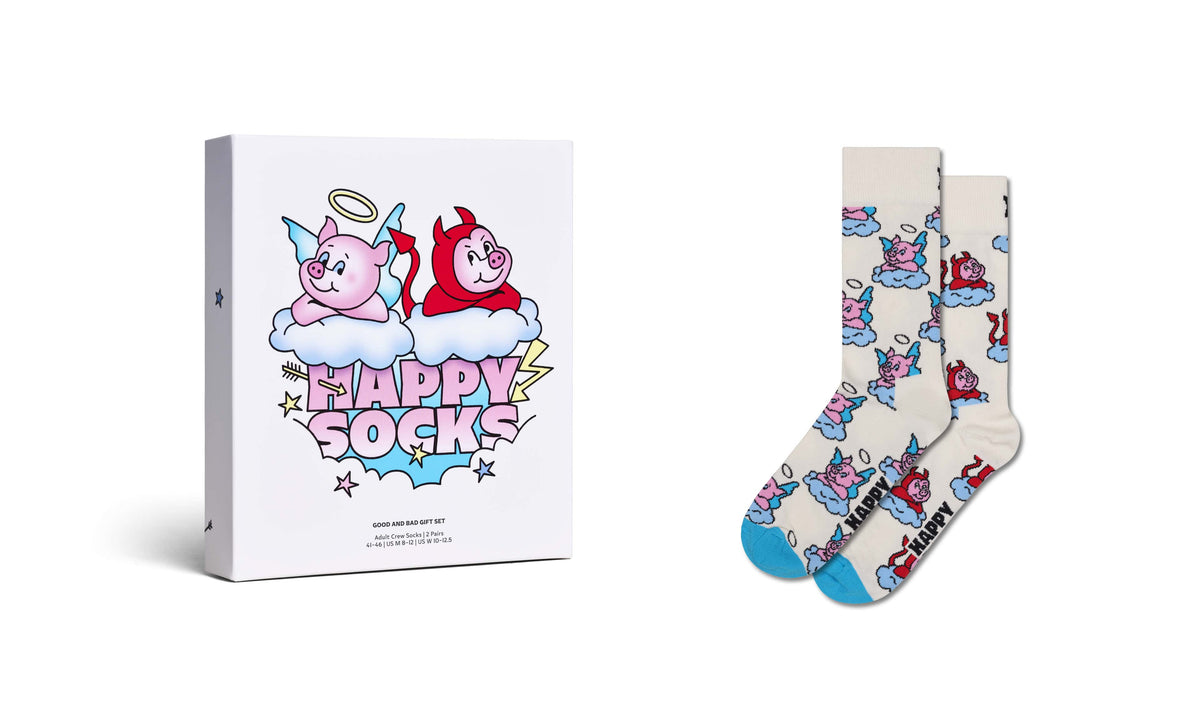 happy socks calze 2 Pack Good Bad Pig Socks Gift Set
