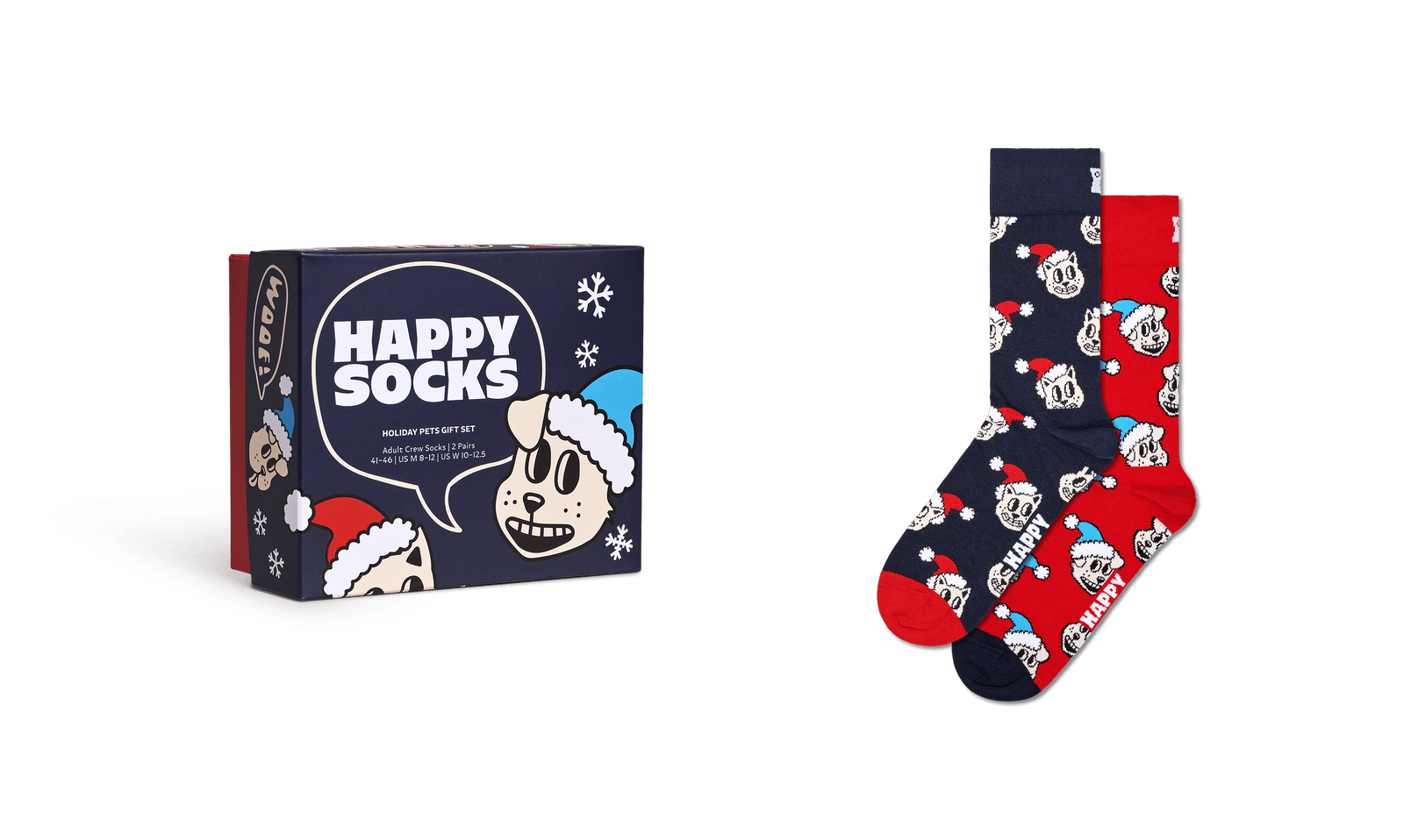 happy socks calze 2 Pack Holiday Cat Dog Gift Set