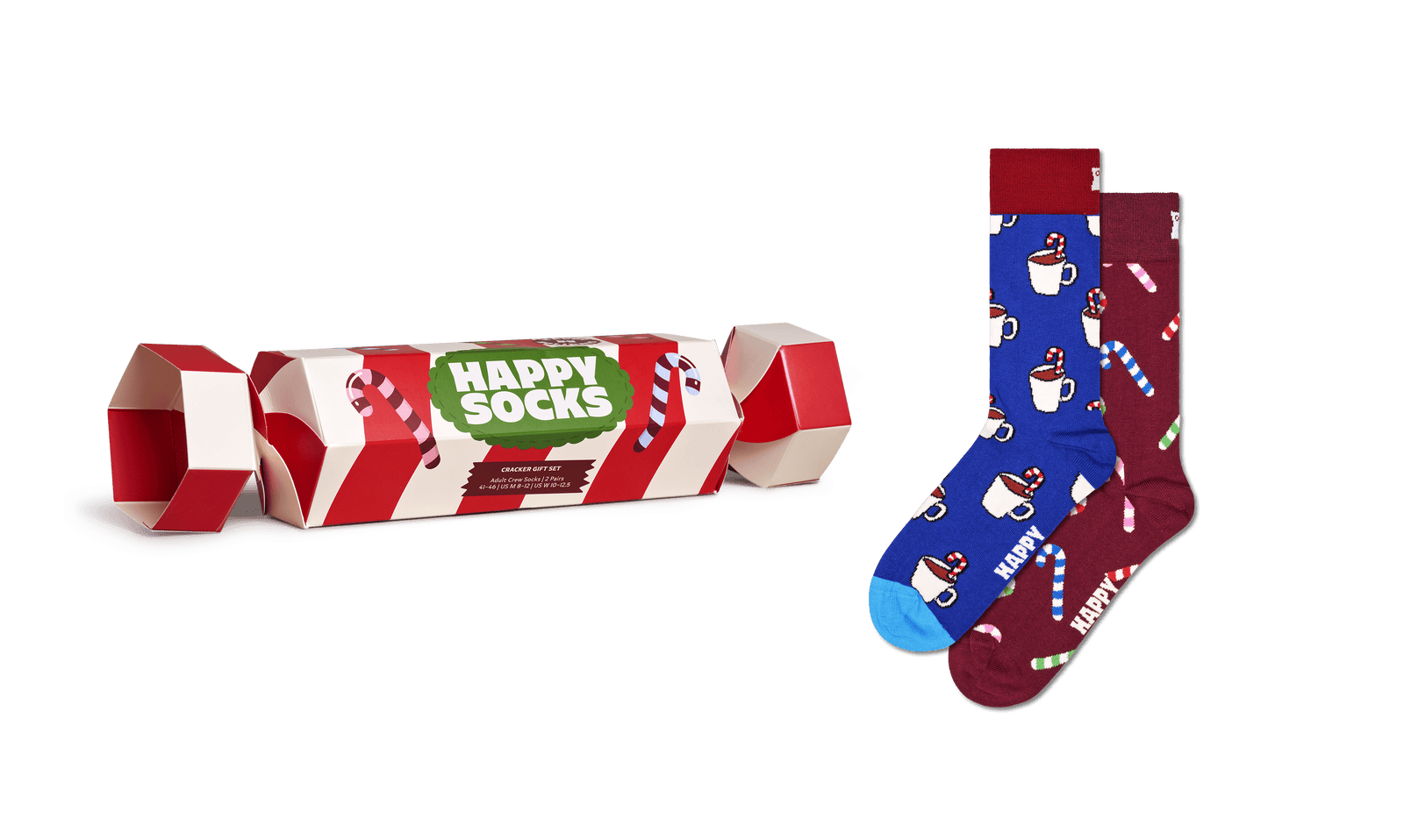 happy socks calze 2 Pack Holiday Striped Cracker Gift Set