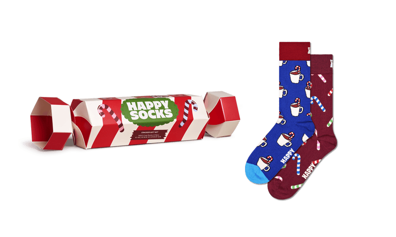 happy socks calze 2 Pack Holiday Striped Cracker Gift Set