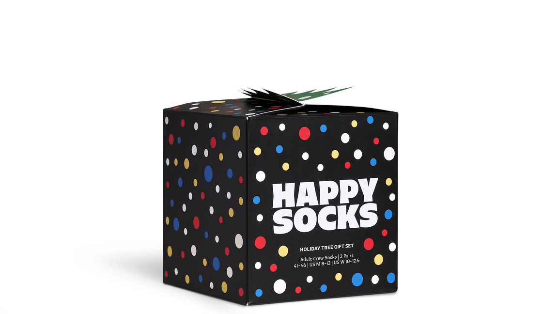HAPPYPOP – Calze Natalizie Da Donna E Ragazza, Alte Al Ginocchio – Confezione Da 2 Paia: Babbo Natale Ed Elfo – Regalo Di Natale In Scatola Con Biglietto – Taglia Media