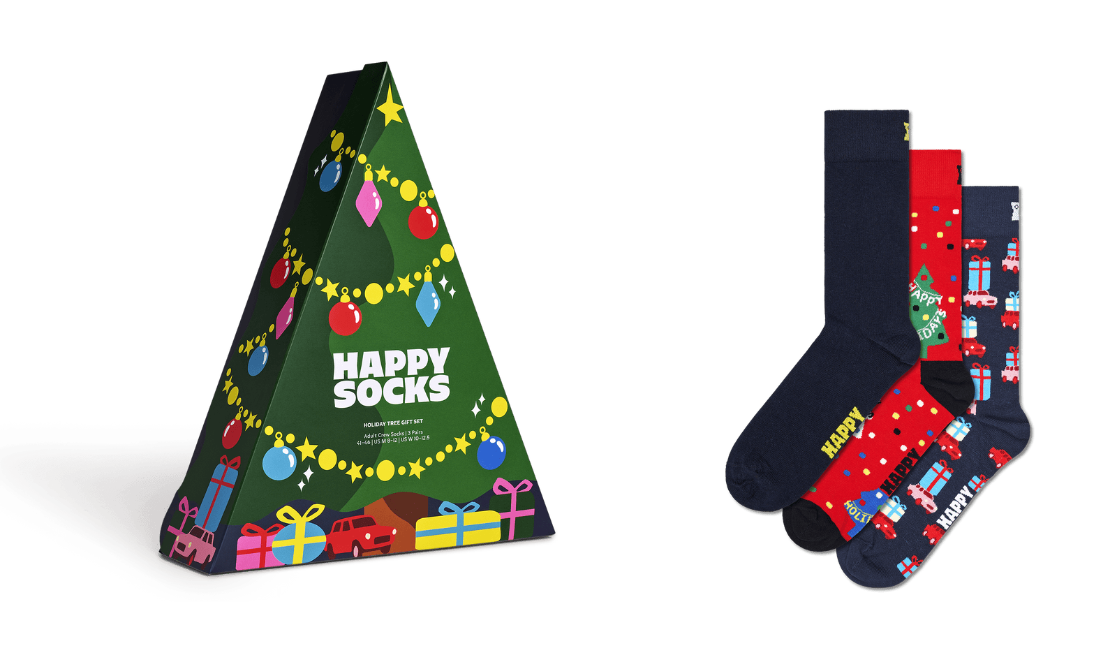 happy socks calze 3 Pack Holiday Tree Gift Set