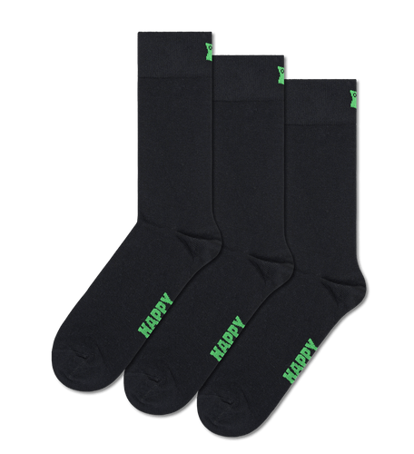 calze happy socks 3 PACK SOLID SOCKS BLACK