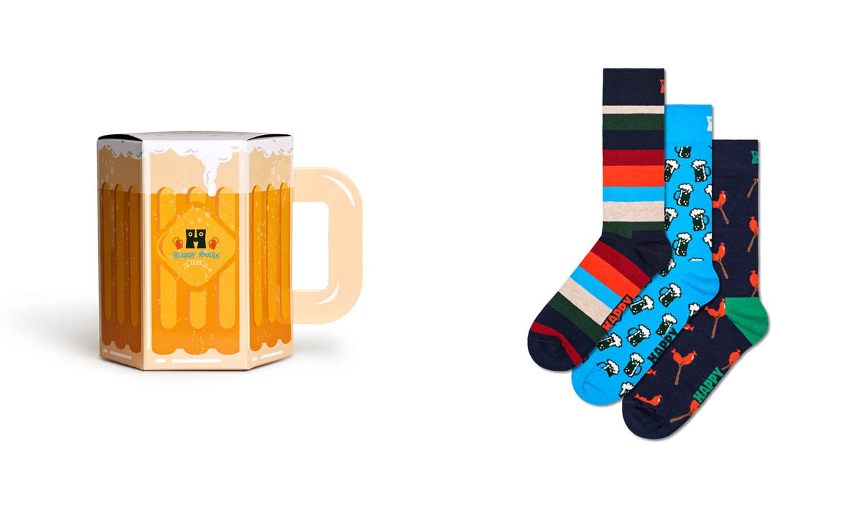 happy socks calze 3 PACK WURST AND BEER SOCKS GIFT SET