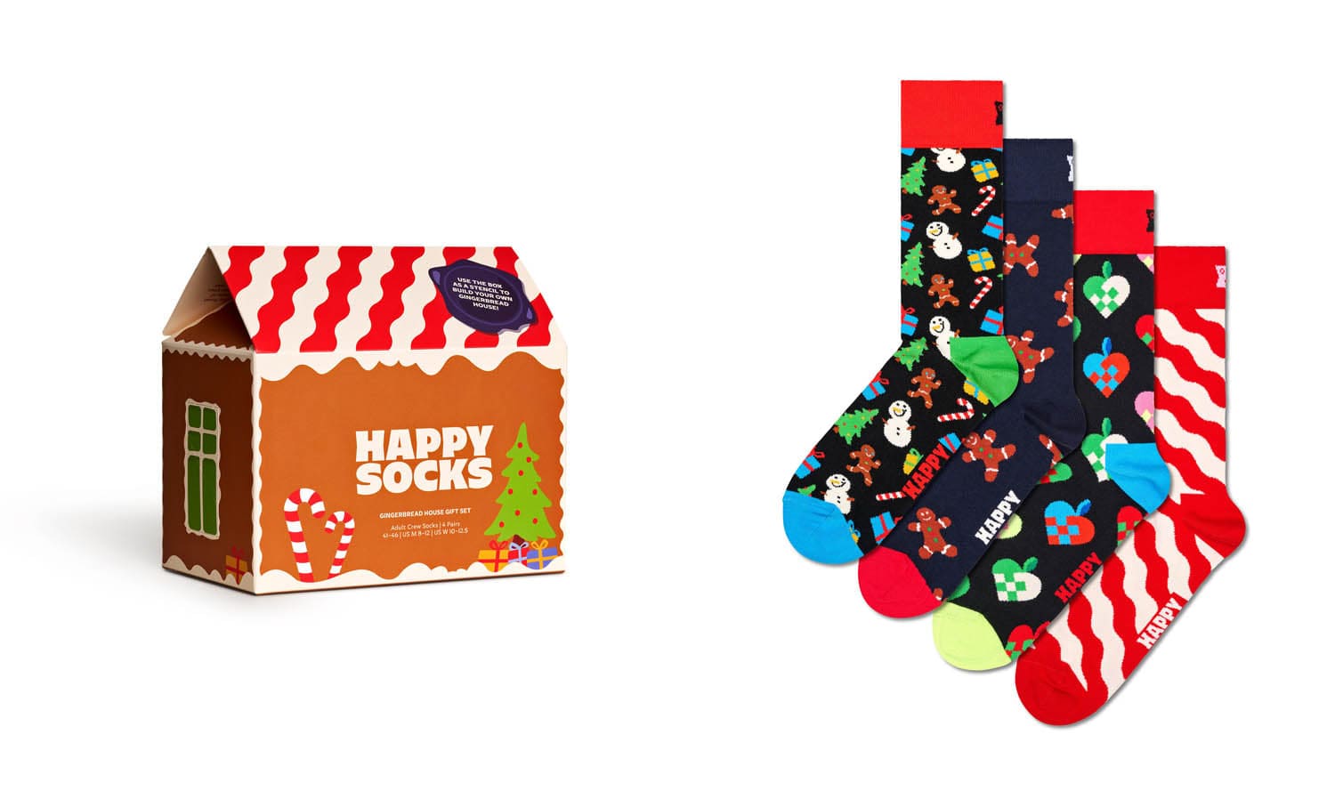 happy socks calze 4 PACK GINGERBREAD HOUSE SOCKS GIFT SET