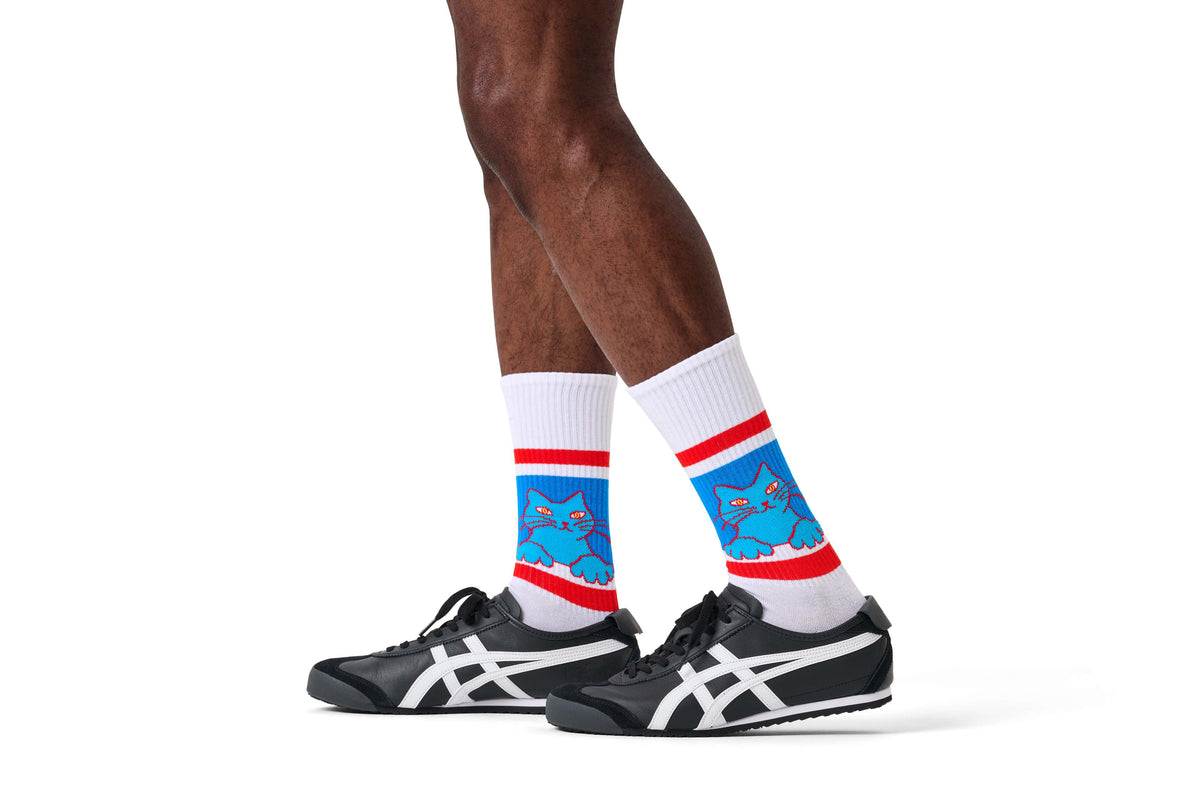 happy socks calze Cat On Stripe Sneaker Sock