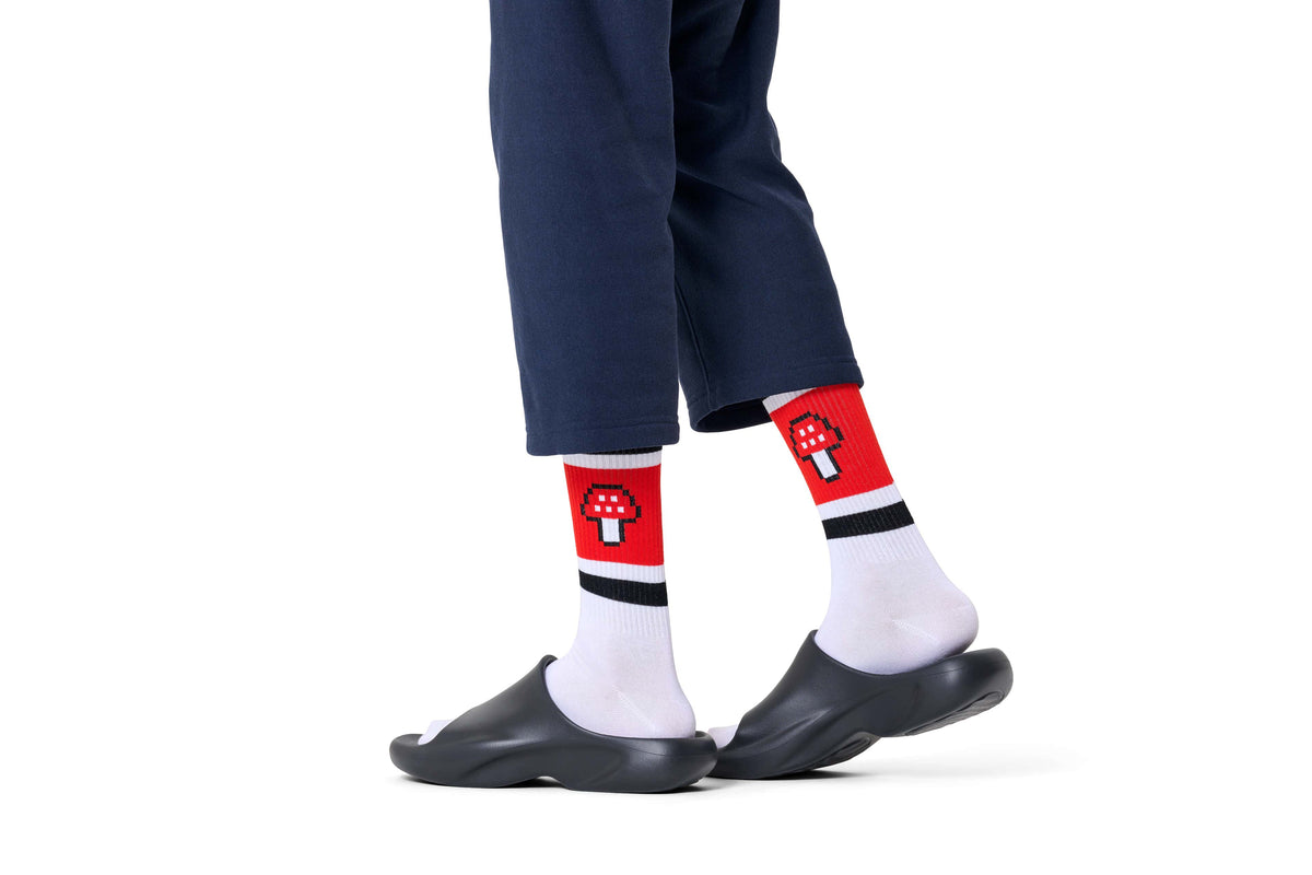 happy socks calze Mushroom Stripe Sneaker Sock