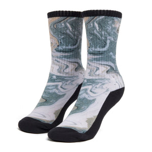 SWIRL CREW SOCK - OLIVE