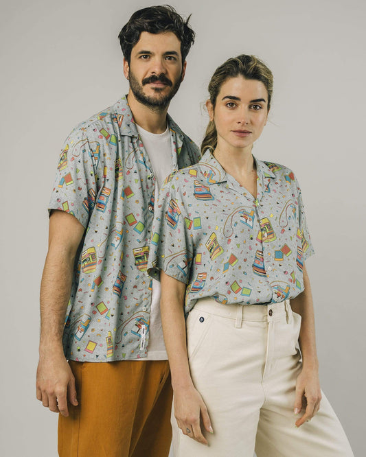 brava fabrics Polaroid Memphis Aloha Shirt Offwhite foto 1