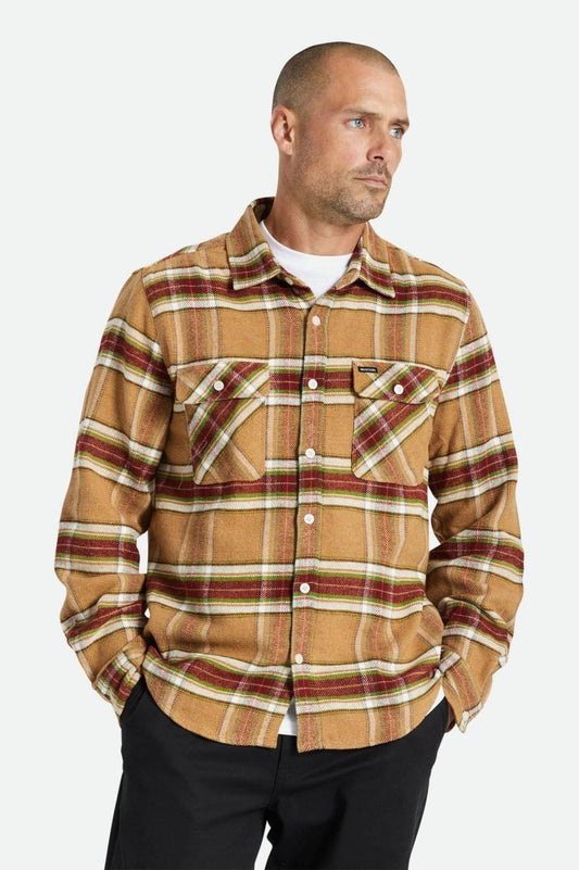 brixton BOWERY L/S FLANNEL - LIGHT BROWN/BURNT HENNA foto 2