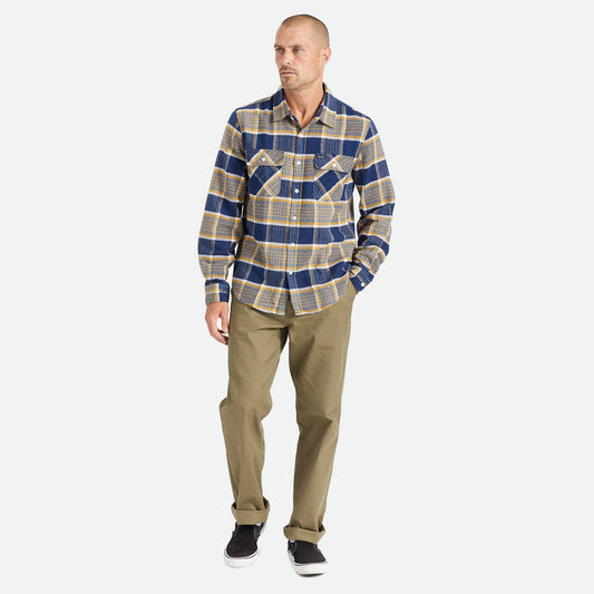 brixton BOWERY L/S FLANNEL - MOONLIT OCEAN/BRIGHT GOLD/OFF WHITE foto 3