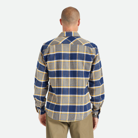 brixton BOWERY L/S FLANNEL - MOONLIT OCEAN/BRIGHT GOLD/OFF WHITE foto 5