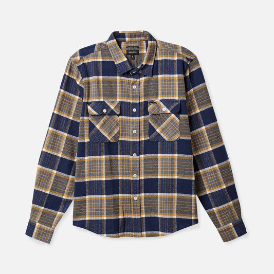 brixton BOWERY L/S FLANNEL - MOONLIT OCEAN/BRIGHT GOLD/OFF WHITE foto 1