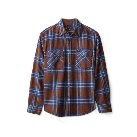 brixton Bowery L/S X Flannel Washed Brown/Mineral Blue foto 4