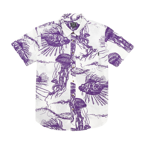 camicie dark seas MAN O' WAR WOVEN - WHITE/PURPLE