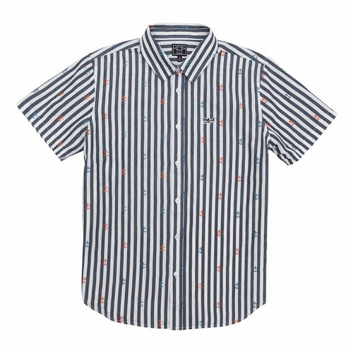 camicie dark seas WATERLINE WOVEN - WHITE/NAVY