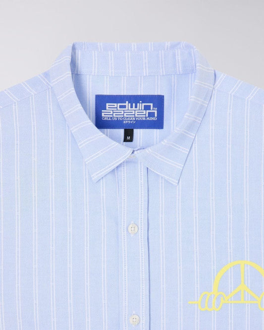edwin Sebastian Shirt Ls Blue / White foto 3
