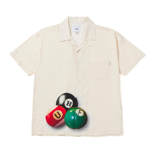 camicie huf BILLIARDS S/S WOVEN TOP - OFF WHITE
