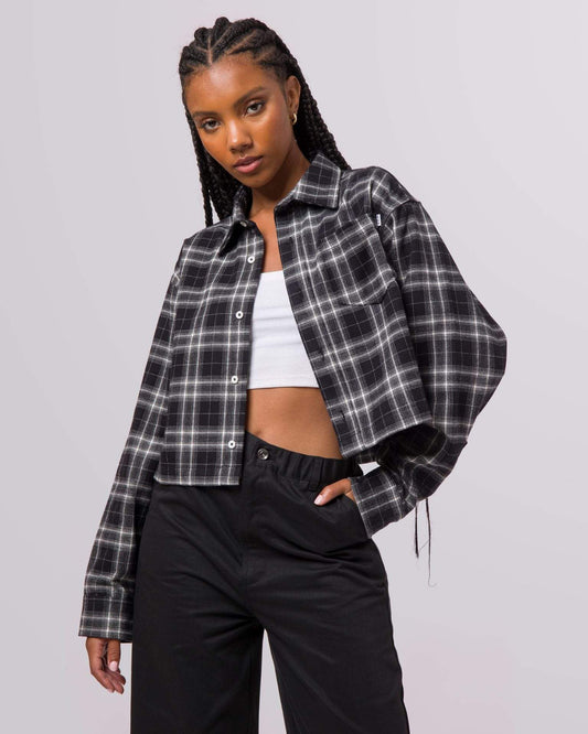 huf CROP FLANNEL SHIRT - BLACK foto 1