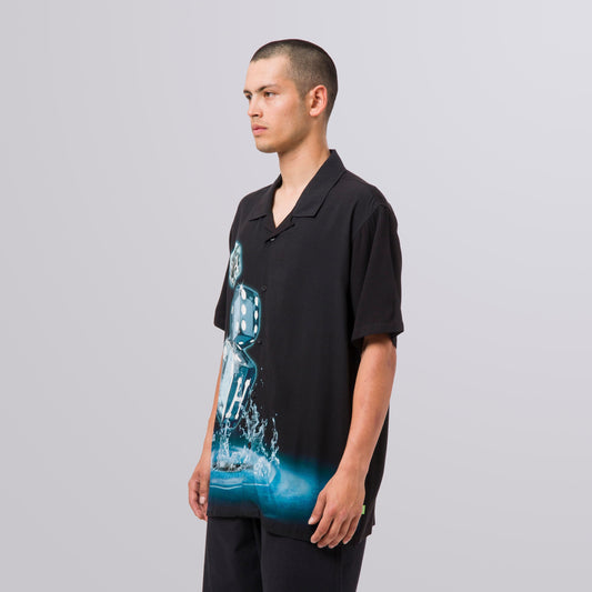 huf DICE S/S WOVEN TOP - BLACK foto 4