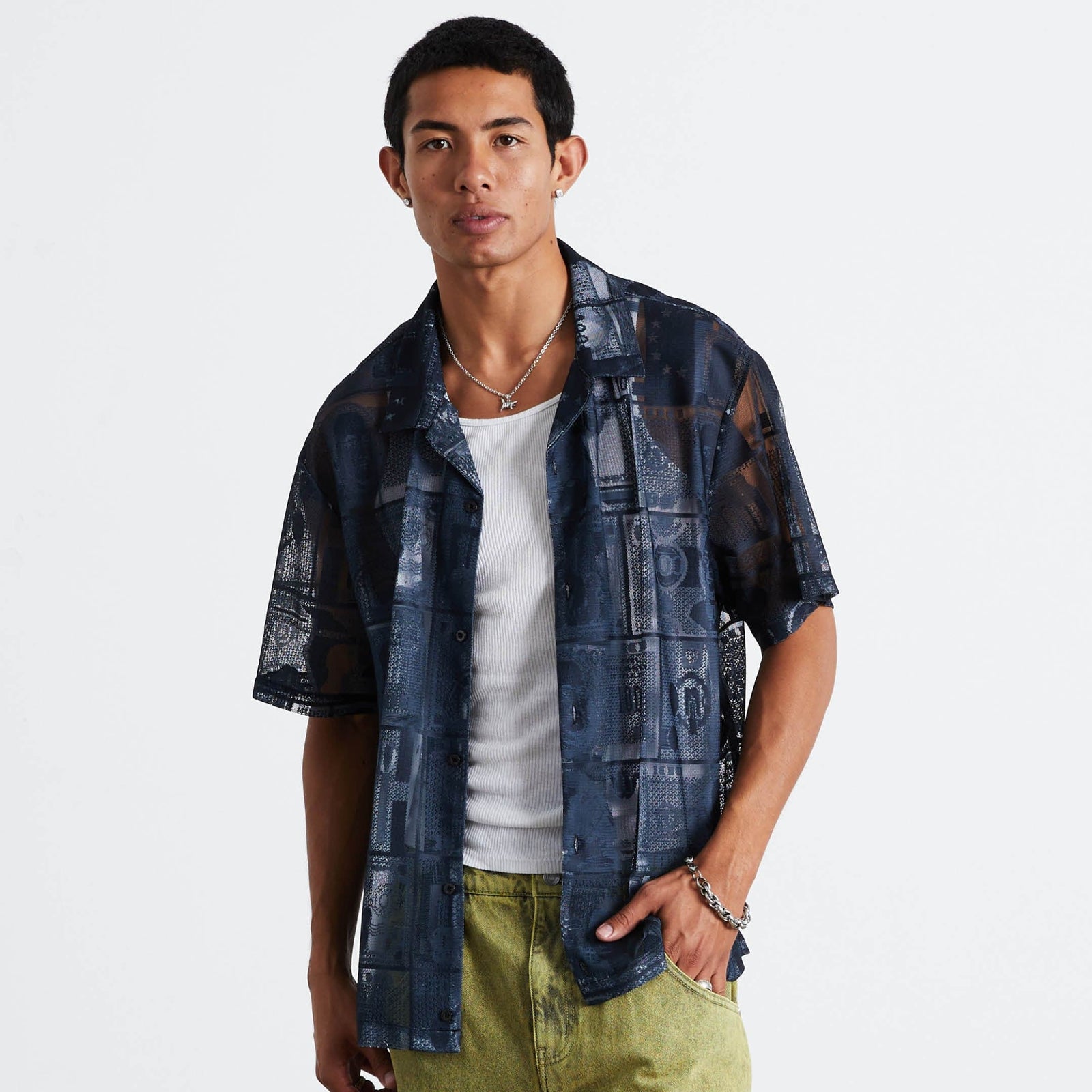 huf camicie Global Currency S S Lace Shirt