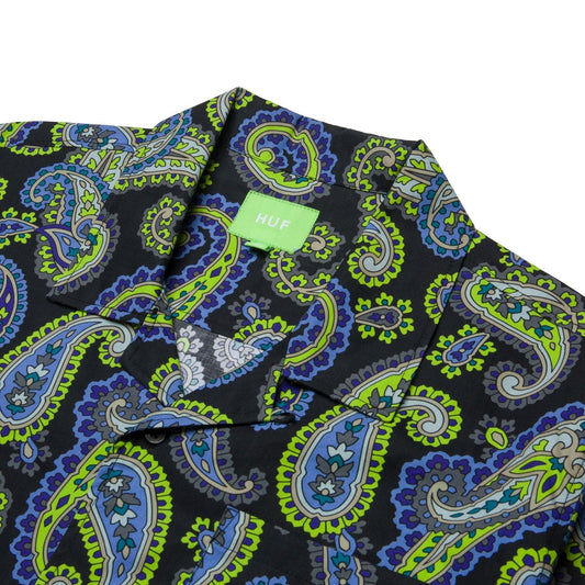 huf PAISLEY S/S WOVEN TOP - BLACK foto 3