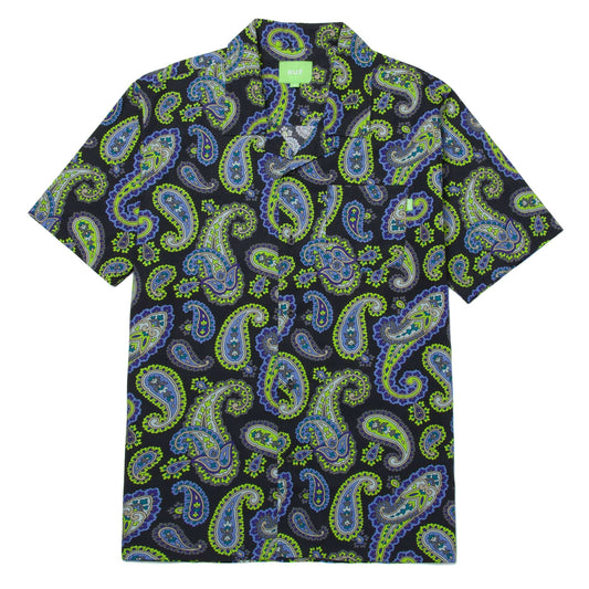 huf PAISLEY S/S WOVEN TOP - BLACK foto 1