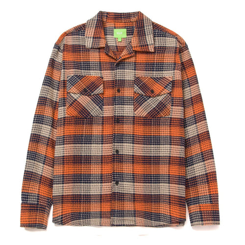 camicie huf SMASH FLANNEL OVERSHIRT - ORANGE