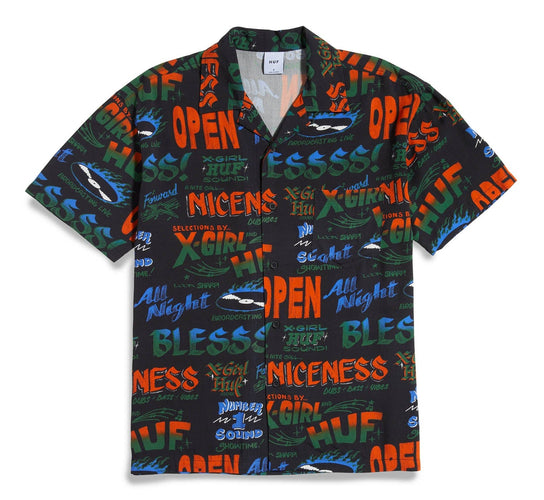 camicie huf XGIRL X HUF SOUND RESORT TOP - BLACK