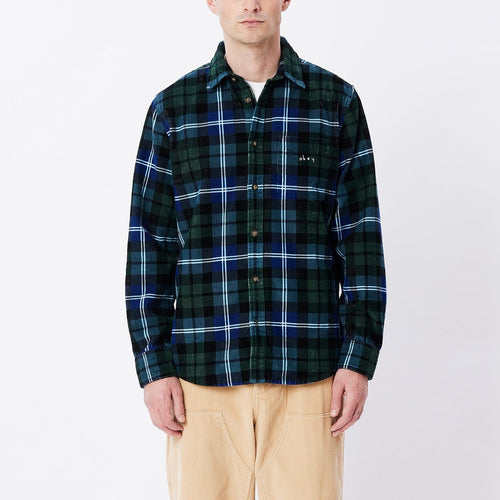 camicie obey ANDREW WOVEN LS - DARK CEDAR MULTI