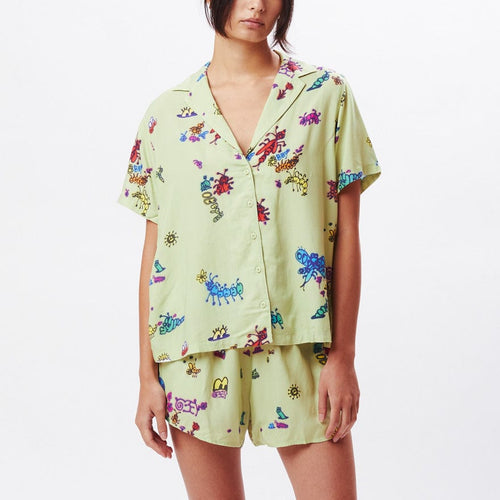 camicie obey DOODLES RELAXED SHIRT - ALOE GEL