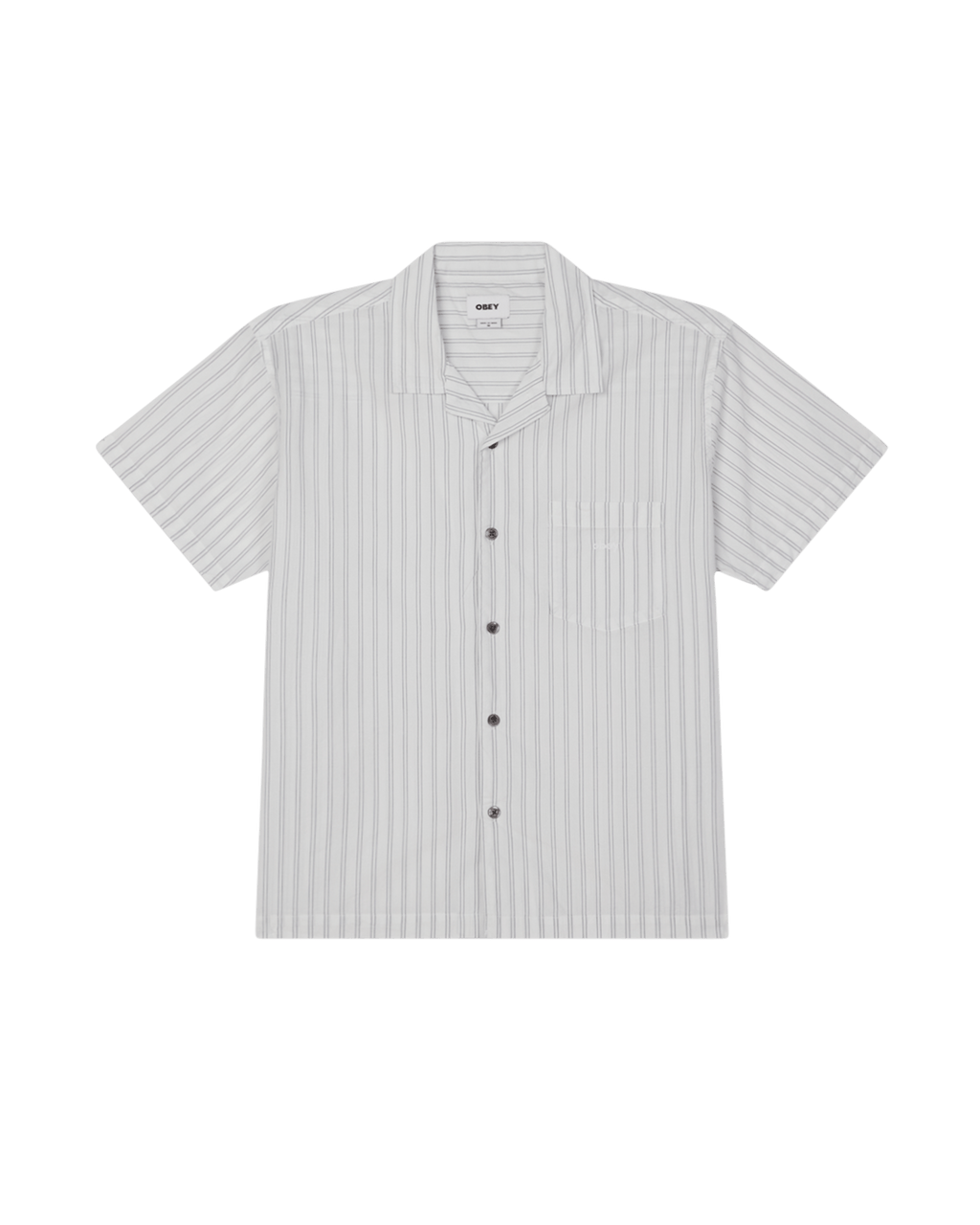 obey Camicia Manica Corta Uomo Acrylic Flower Woven Black Multi