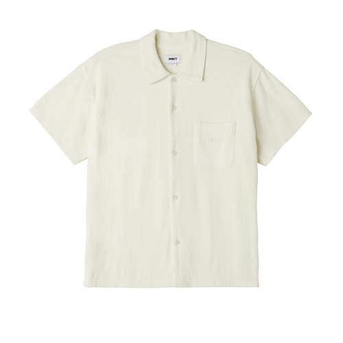 camicie obey SHELTHER TERRY CLOTH BUTTON UP WOVEN S S