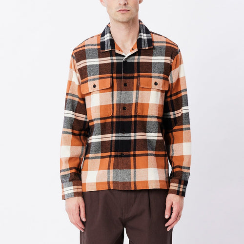 camicie obey TRENT WOVEN LS - COPPER MULTI