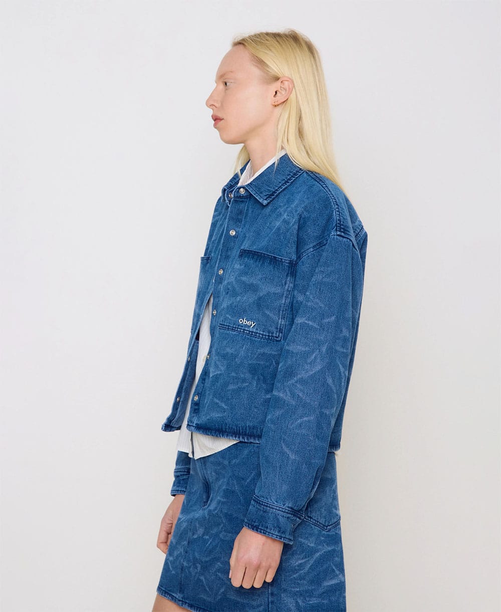 obey camicie Trinity Wrinkle Denim Shirt