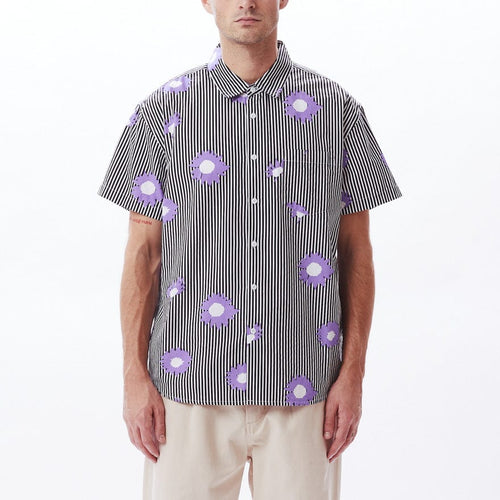 camicie obey VOID WOVEN SS - BLACK MULTI