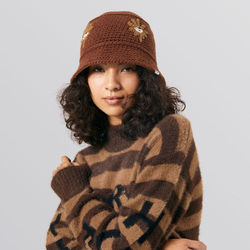 cappelli huf NATURE BUDDY KNIT BUCKET - BROWN