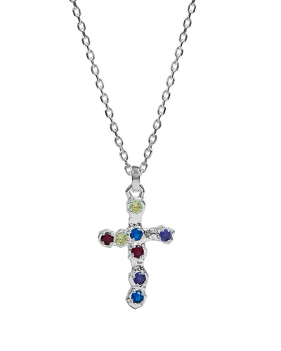 collane two jeys MULTICOLOR STONE CROSS NECKLACE
