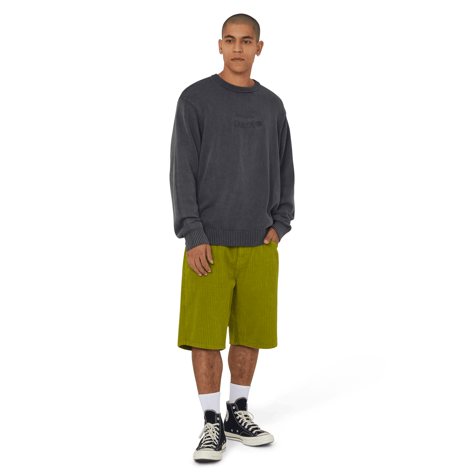 huf felpe Pacific Wash Embossed Crewneck