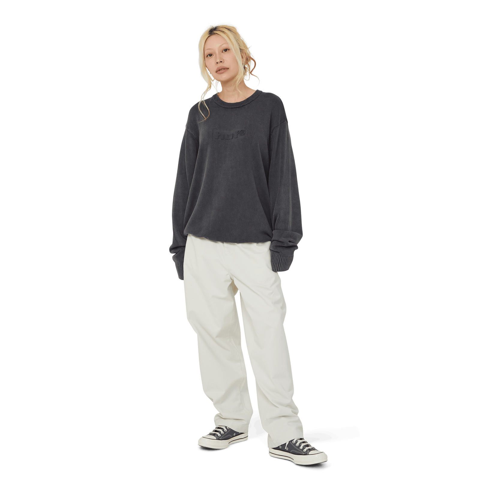 huf felpe Pacific Wash Embossed Crewneck
