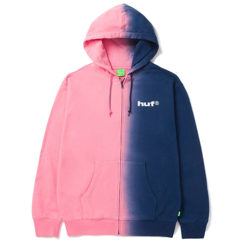 felpe huf SPLIT DYE F/Z HOODIE - PINK/NAVY