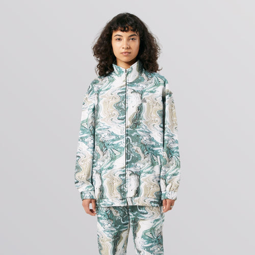 felpe huf SWIRL OVERSIZED FLEECE F/Z - OLIVE