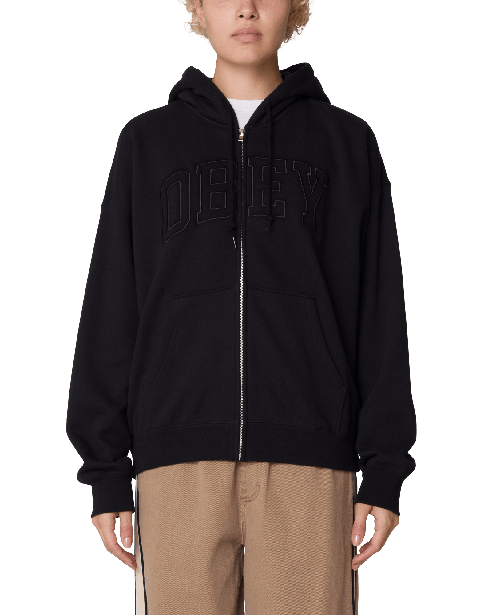 obey felpe Collegiate Baggy Relaxed Zip Hood Fleece