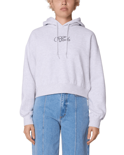 felpe obey HANDWRITING CROPPED HOOD FLEECE