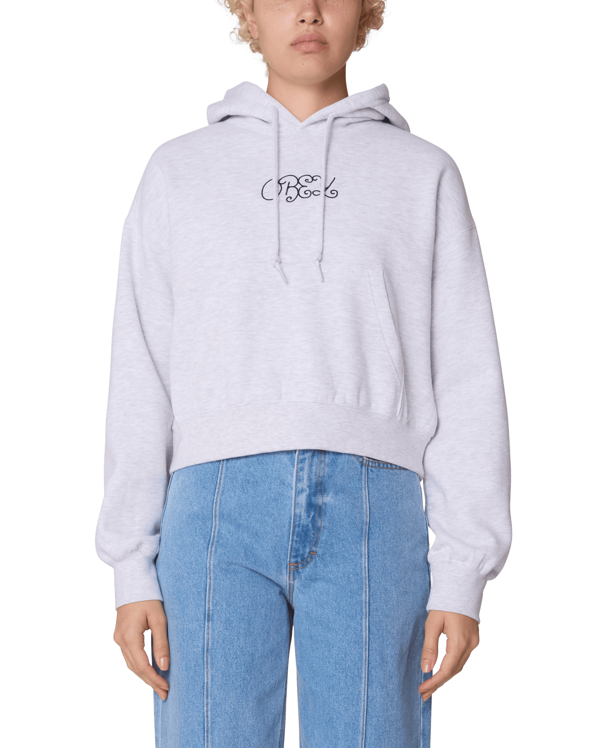 obey felpe Handwriting Cropped Hood Fleece