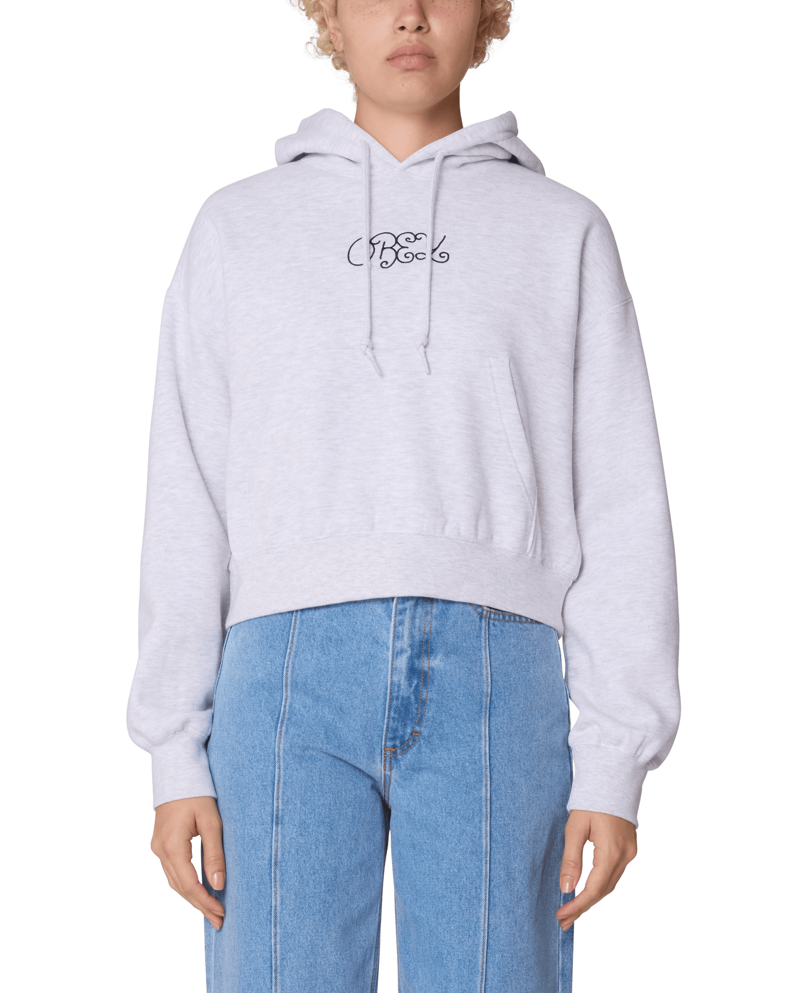 obey felpe Handwriting Cropped Hood Fleece